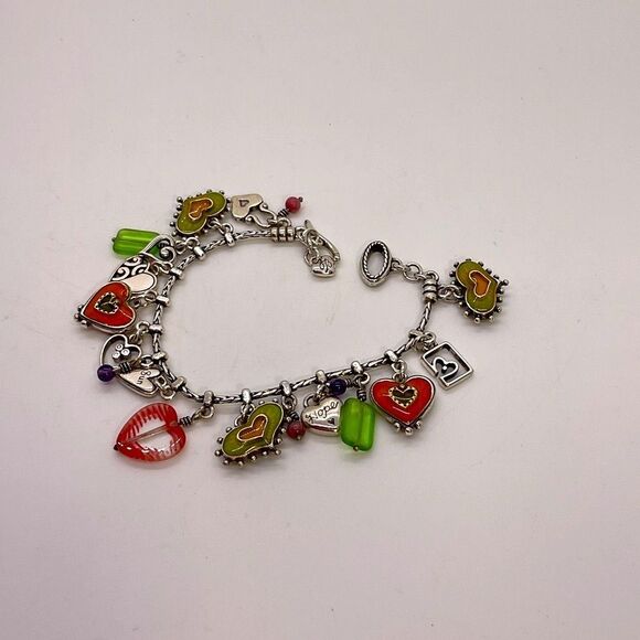 Brighton Portobello Heart Charm Bracelet with Silver and Multicolor Accents - Picture 1 of 4